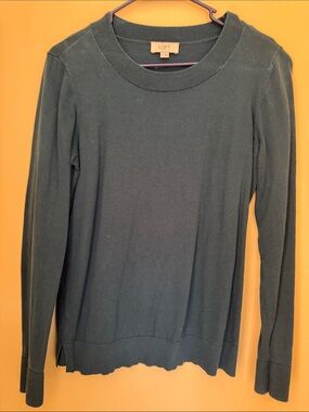 LOFT Teal-Green Crewneck Sweater - Women's Long Sleeve